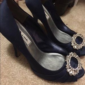 Nina “crystah” pumps satin navy blue